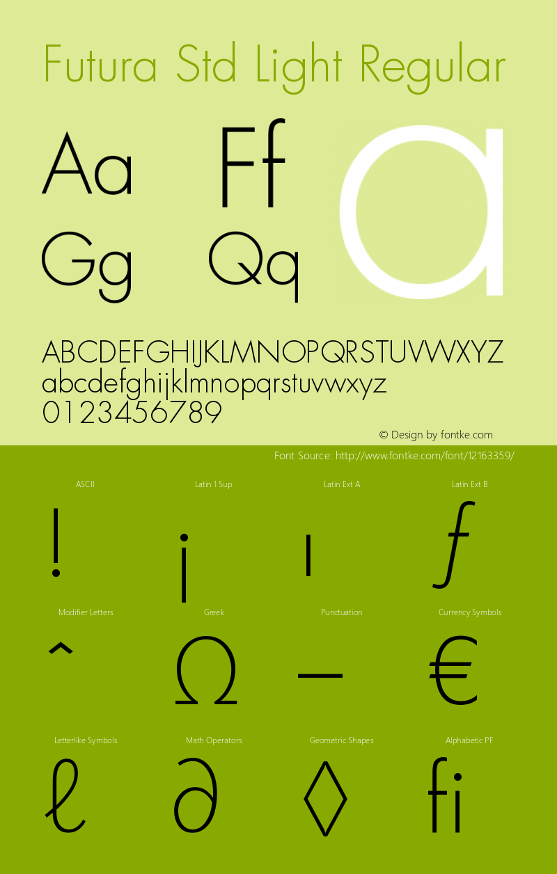 Futura Std Light Regular OTF 1.029;PS 001.002;Core 1.0.33;makeotf.lib1.4.1585 Font Sample