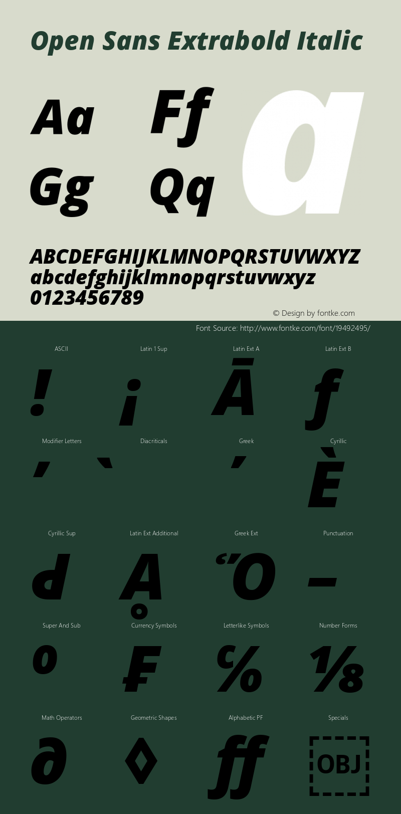 Open Sans Extrabold Italic Version 1.10 Font Sample