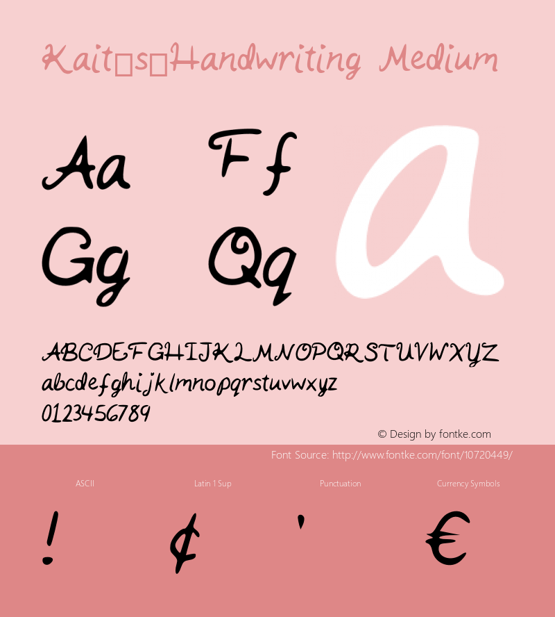 Kait_s_Handwriting Medium Version 001.000 Font Sample