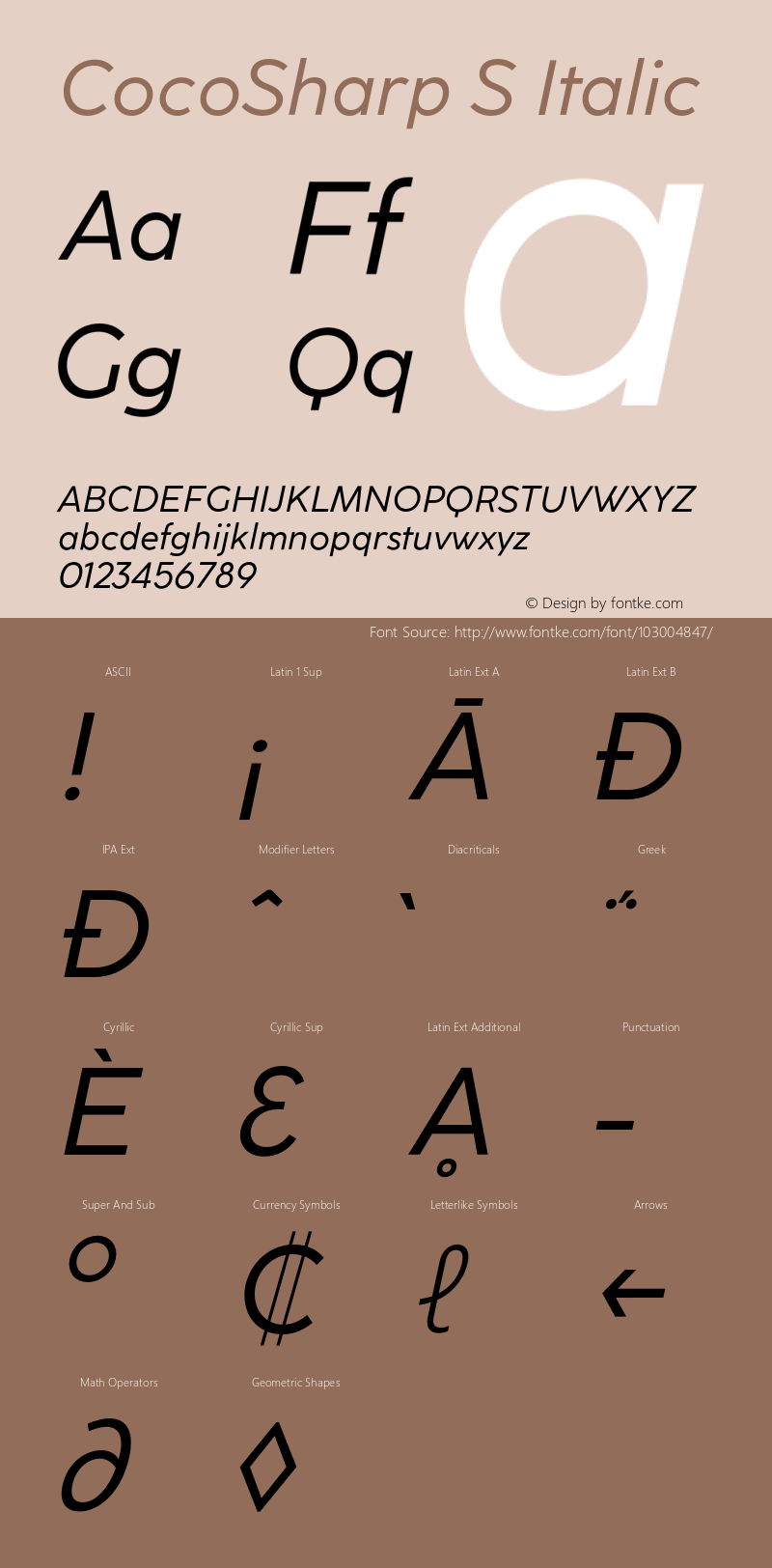 CocoSharp S Italic Version 1.000;hotconv 1.0.109;makeotfexe 2.5.65596 Font Sample