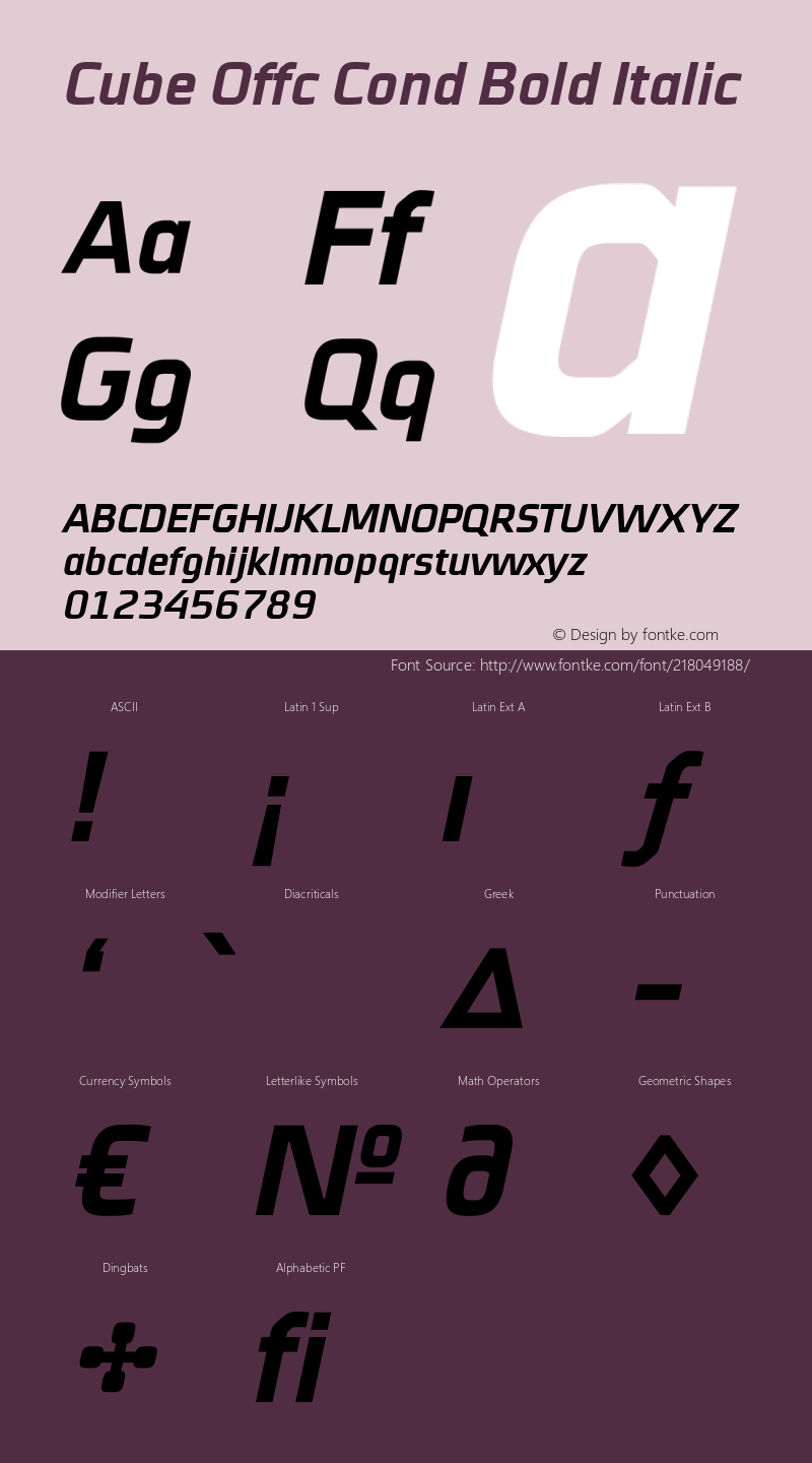 Cube Offc Cond Bold Italic Version 7.504; 2012; Build 1021图片样张