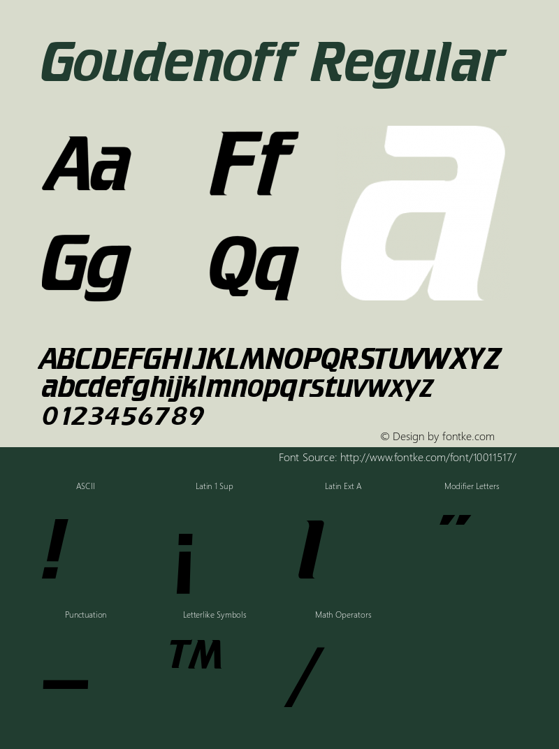 Goudenoff Regular Unknown Font Sample