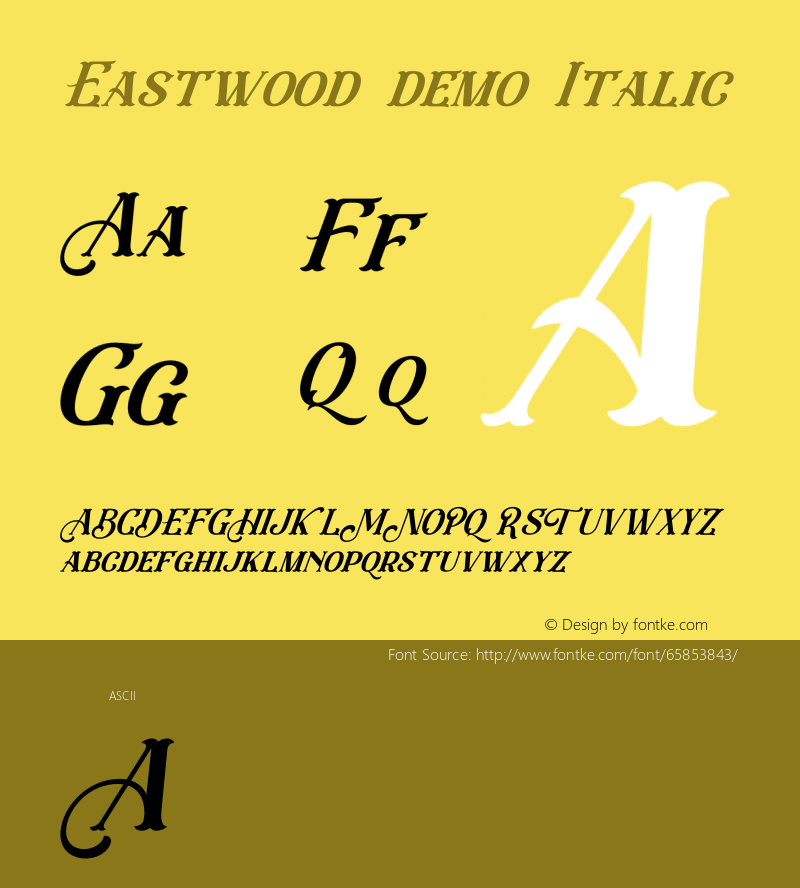 Eastwood demo Italic Version 1.00;May 13, 2020;FontCreator 12.0.0.2563 64-bit Font Sample