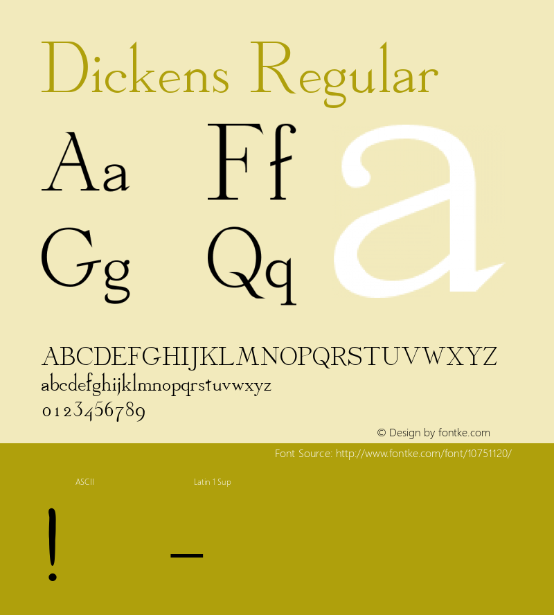 Dickens Regular Altsys Fontographer 3.5  3/14/92 Font Sample