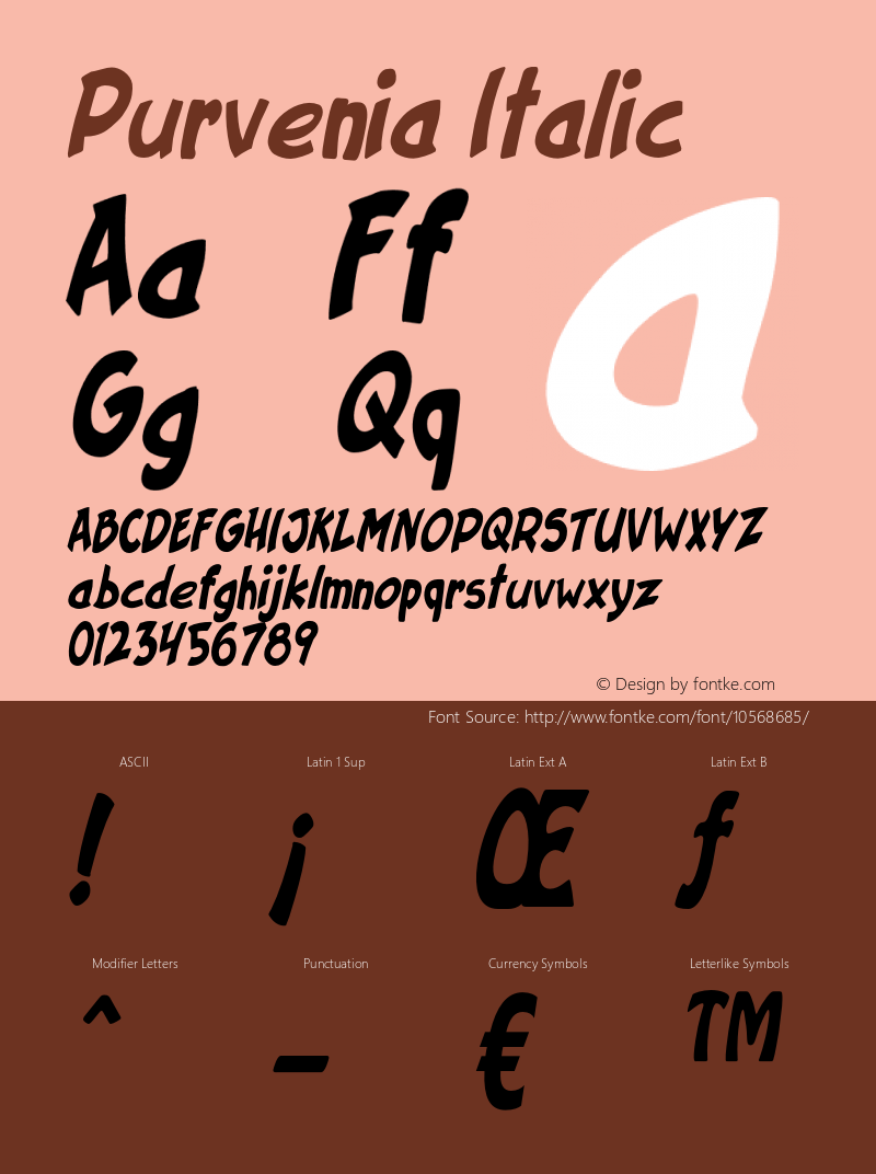 Purvenia Italic Version 1.000 Font Sample