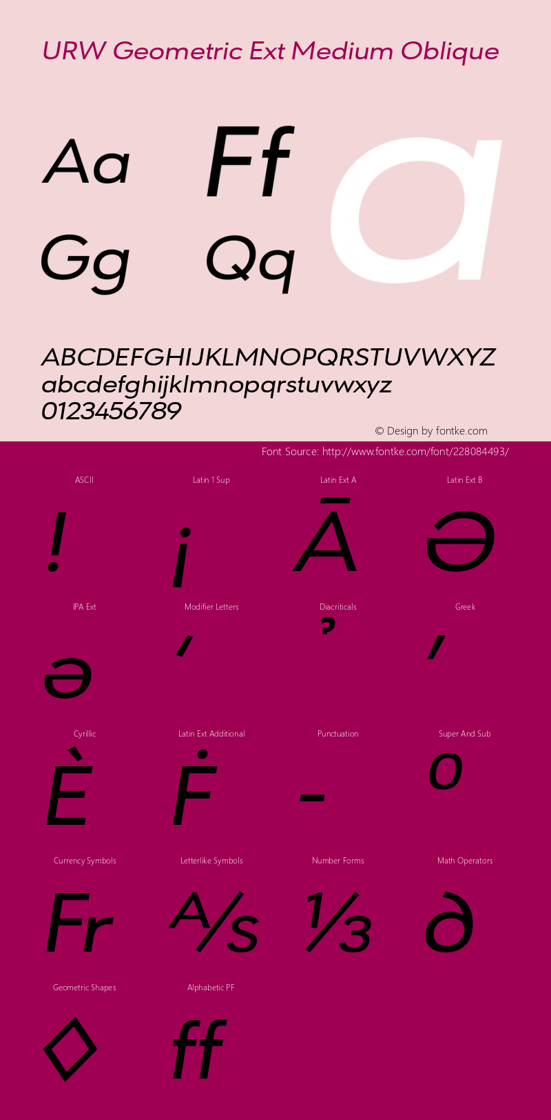 URWGeometricExt-MediumOblique Version 1.000;PS 1.00;hotconv 1.0.57;makeotf.lib2.0.21895图片样张