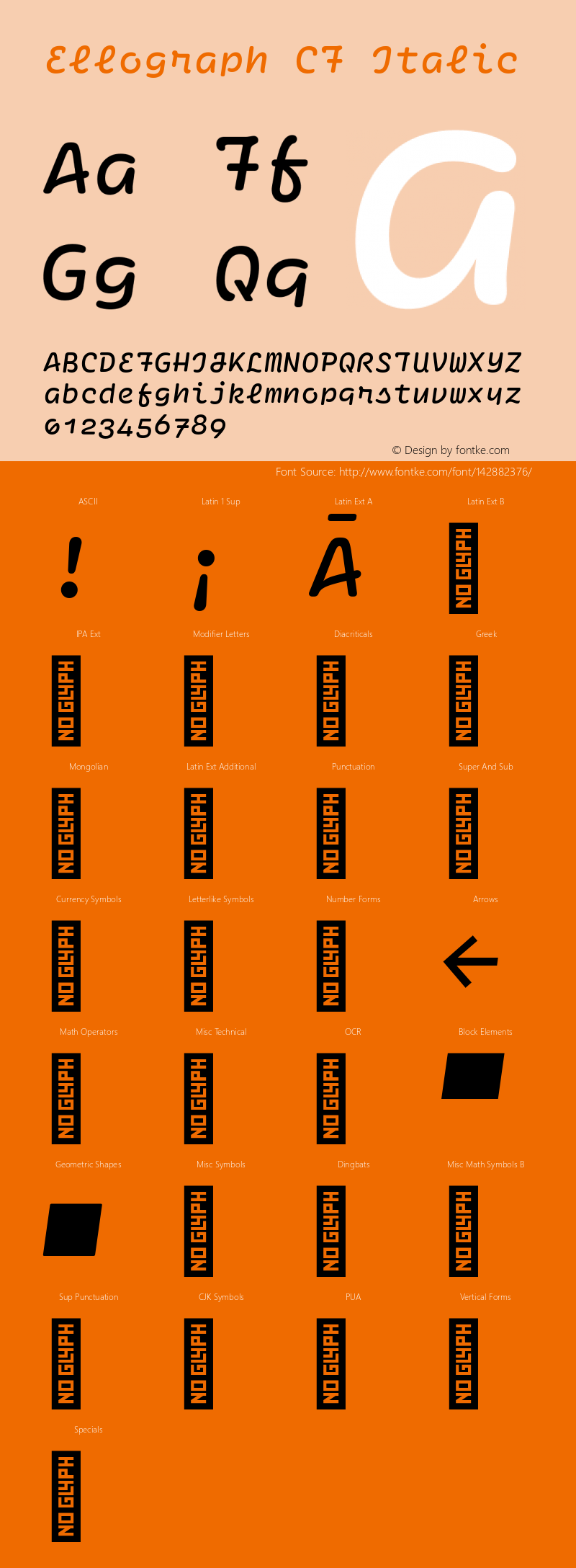 Ellograph CF Regular Italic Version 1.000 Font Sample