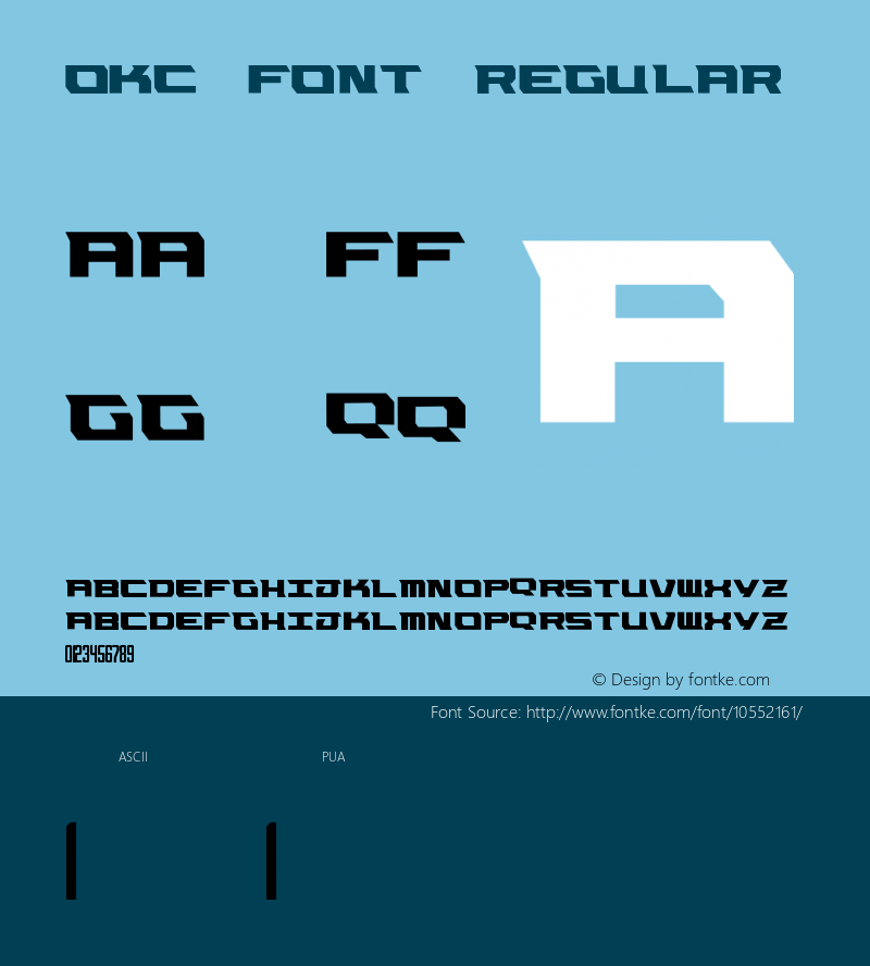 OKC FONT Regular Unknown Font Sample