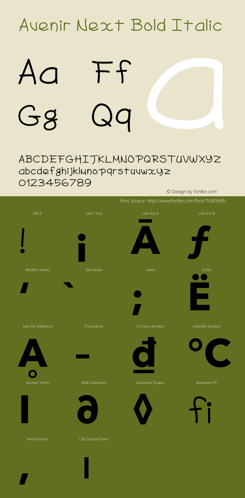 Avenir Next Bold Italic 8.0d5e5 Font Sample