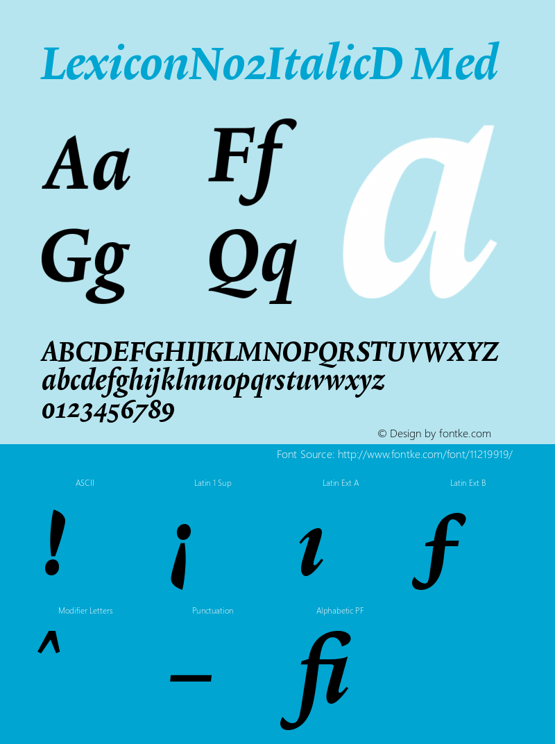 LexiconNo2ItalicD Med Version 001.000 Font Sample