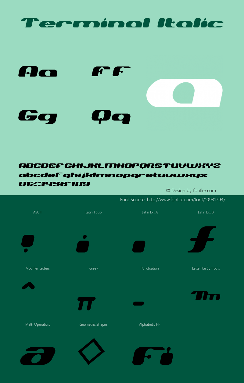 Terminal Italic Version 001.000 Font Sample