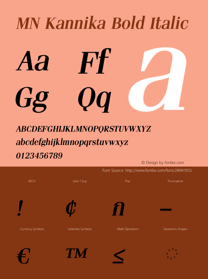 MNKannika-BoldItalic Version 3.201 Font Sample