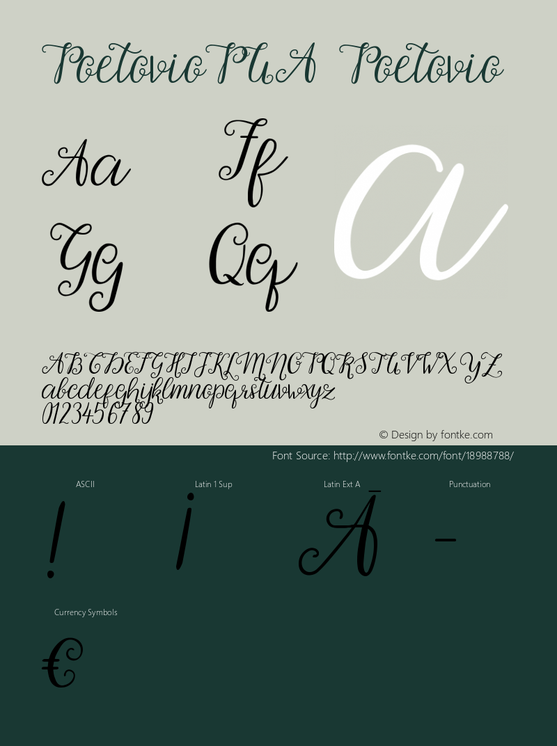 PoetovioPUA Poetovio Version 1.0 Font Sample