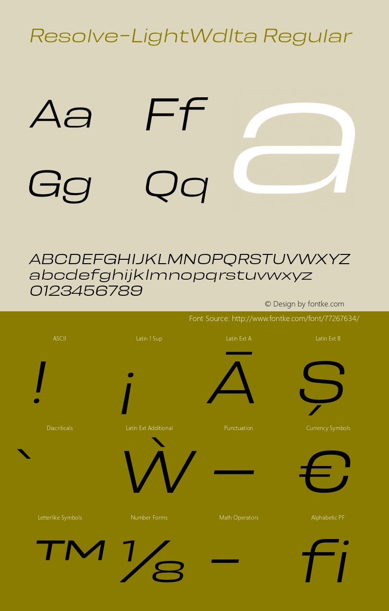 Resolve Sans W05 Light Wd Ita Version 1.00 Font Sample