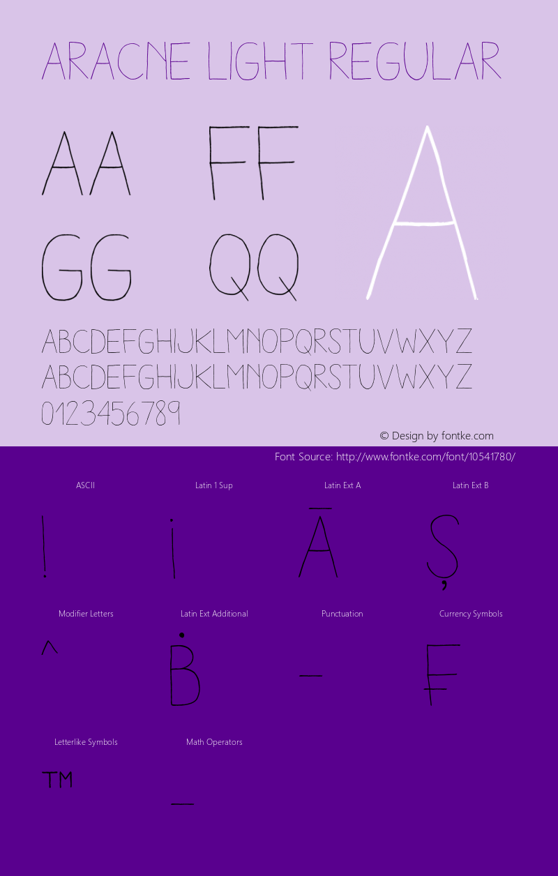 Aracne Light Regular Version 1.001 Font Sample