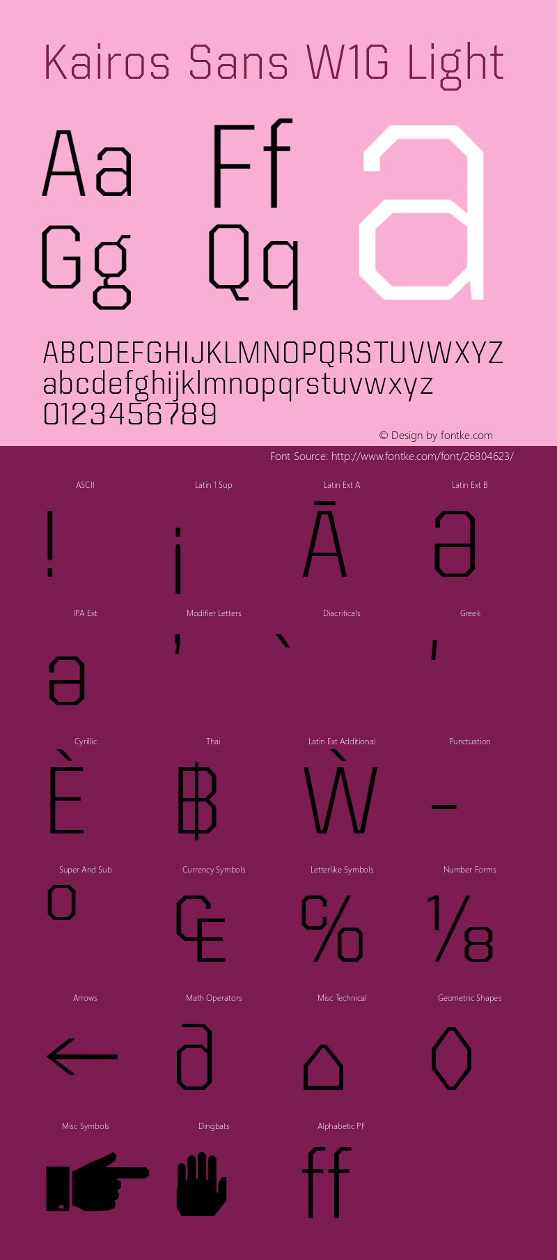 Kairos Sans W1G Light Version 1.00 Font Sample