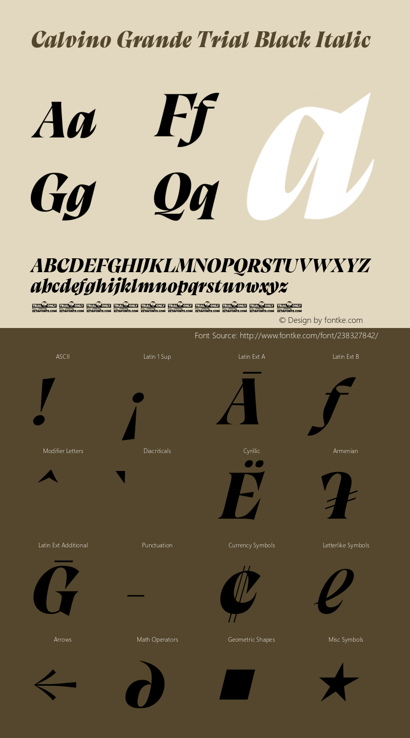 Calvino Grande Trial Black Italic Version 1.000图片样张