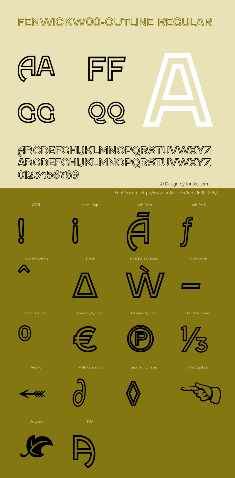 FenwickW00-Outline Regular Version 4.00 Font Sample