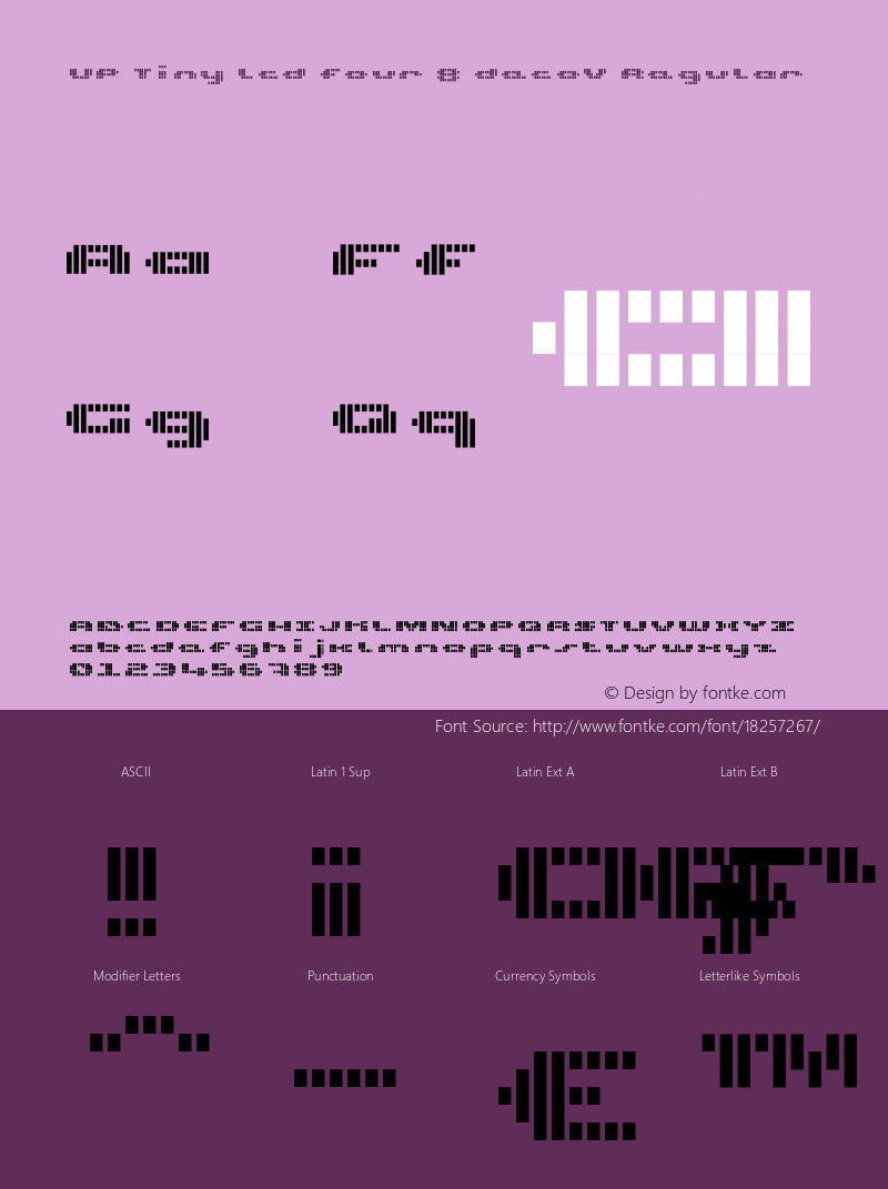 UP Tiny lcd four 8 decoV Regular Version 1.3 2008 Font Sample