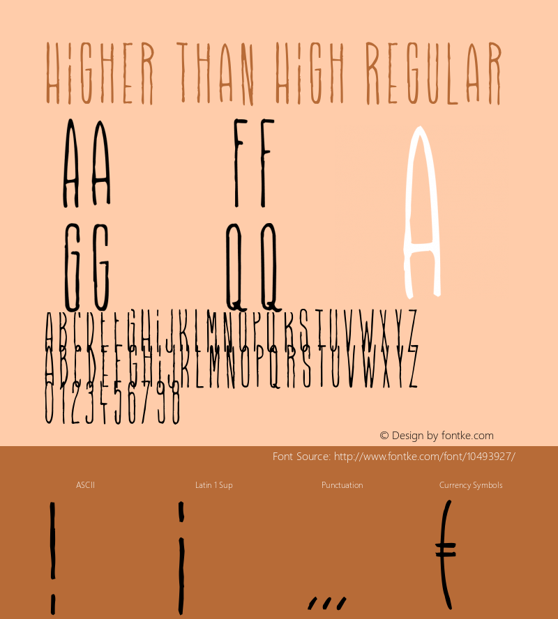 Higher Than High Regular Version 1.00 January 21, 2013, initial release Font Sample