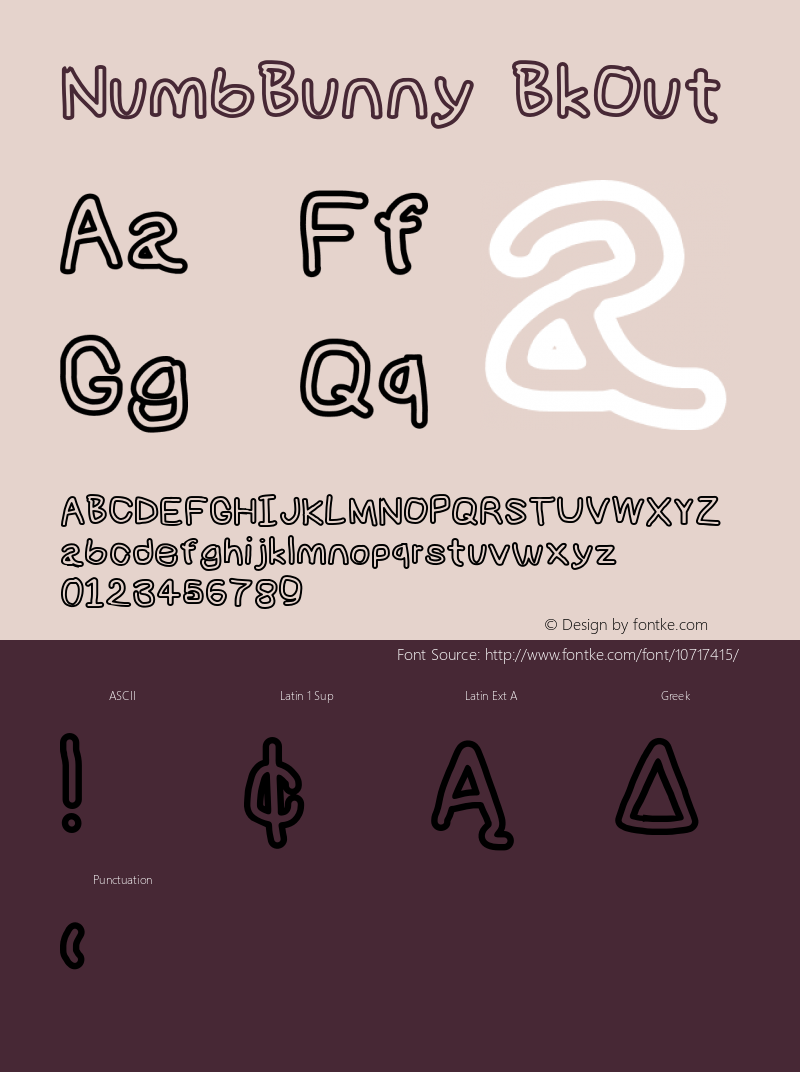 NumbBunny BkOut Version 1.0 Font Sample