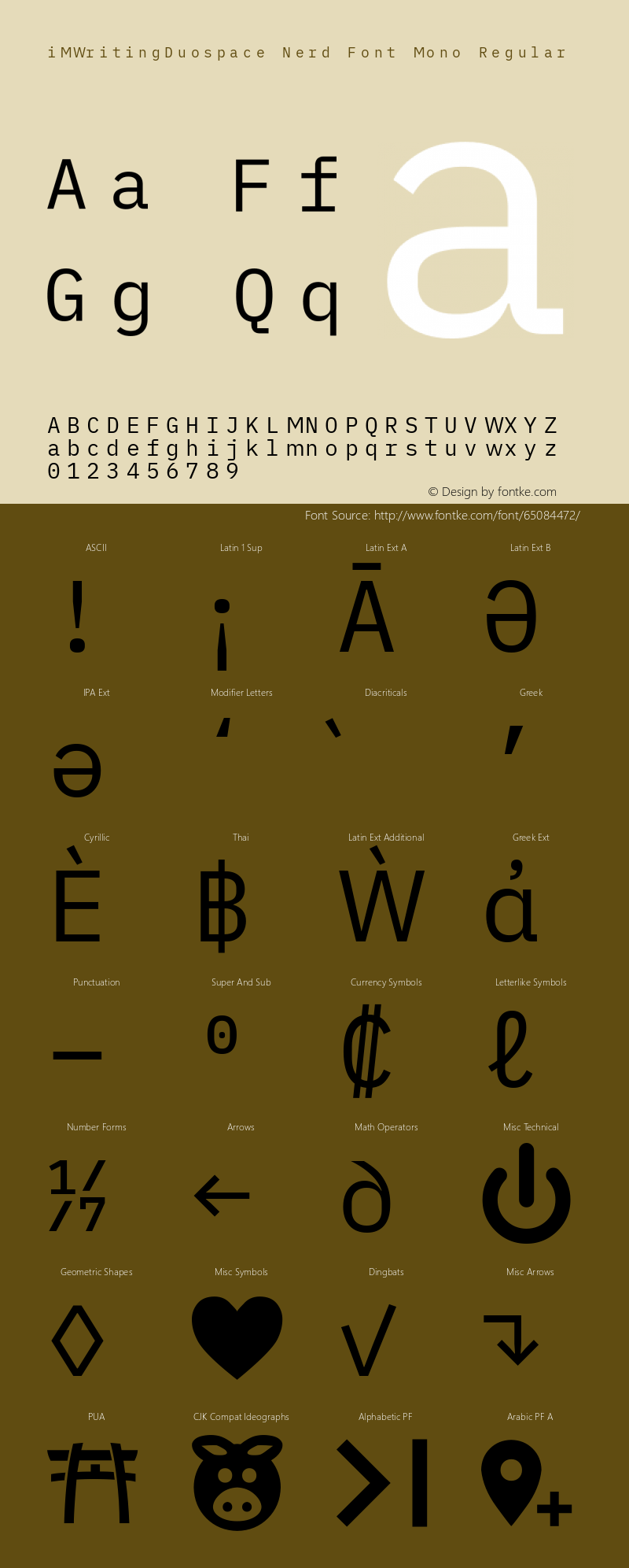 iM Writing Duospace Regular Nerd Font Complete Mono Version 1.005 Font Sample