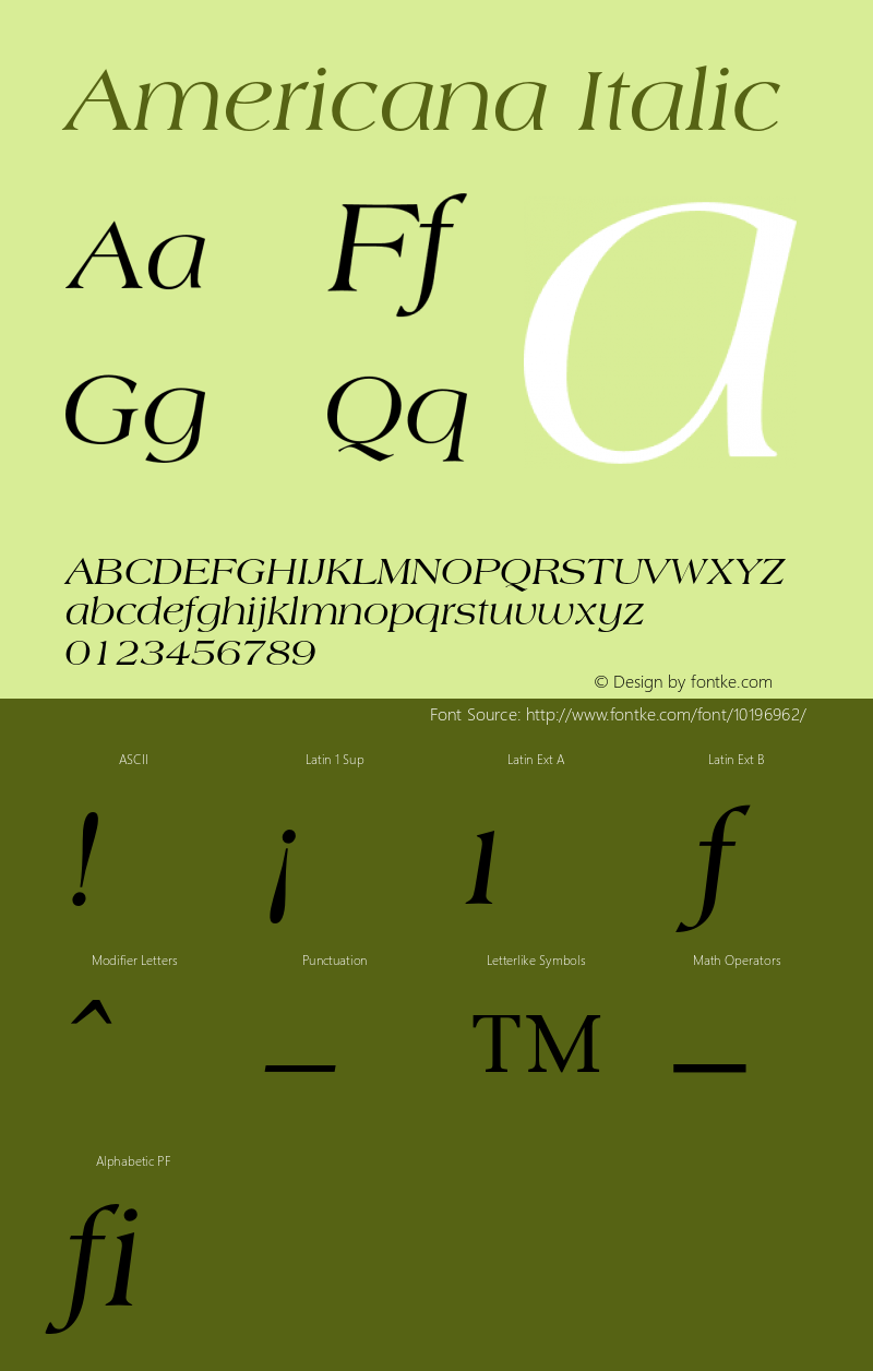 Americana Italic 001.000 Font Sample