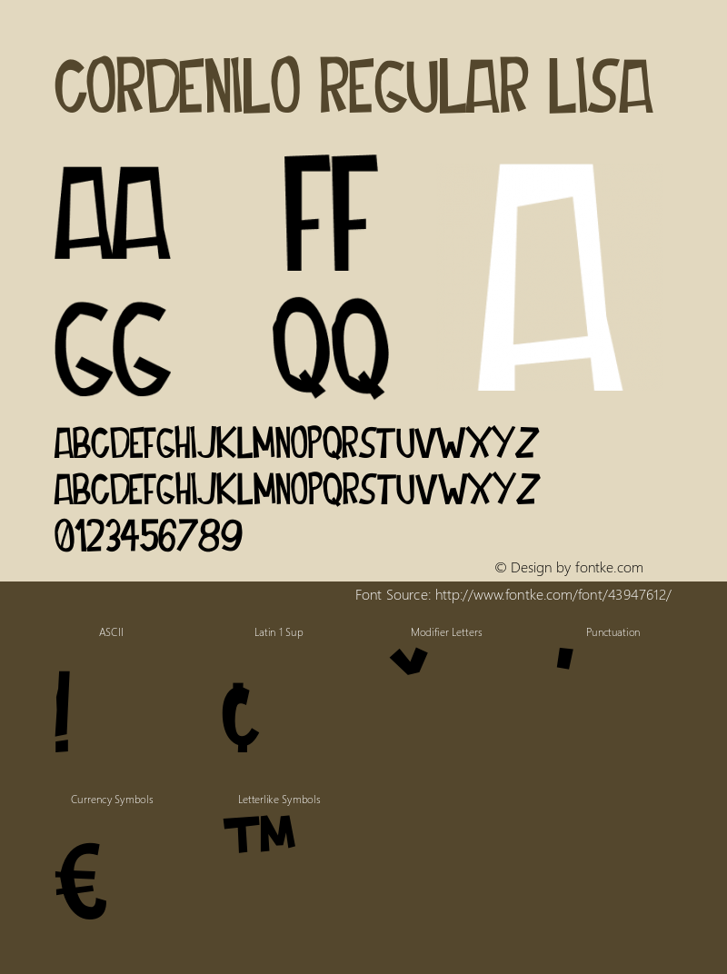 Cordenilo Regular Lisa Version 1.005;Fontself Maker 3.0.2 Font Sample