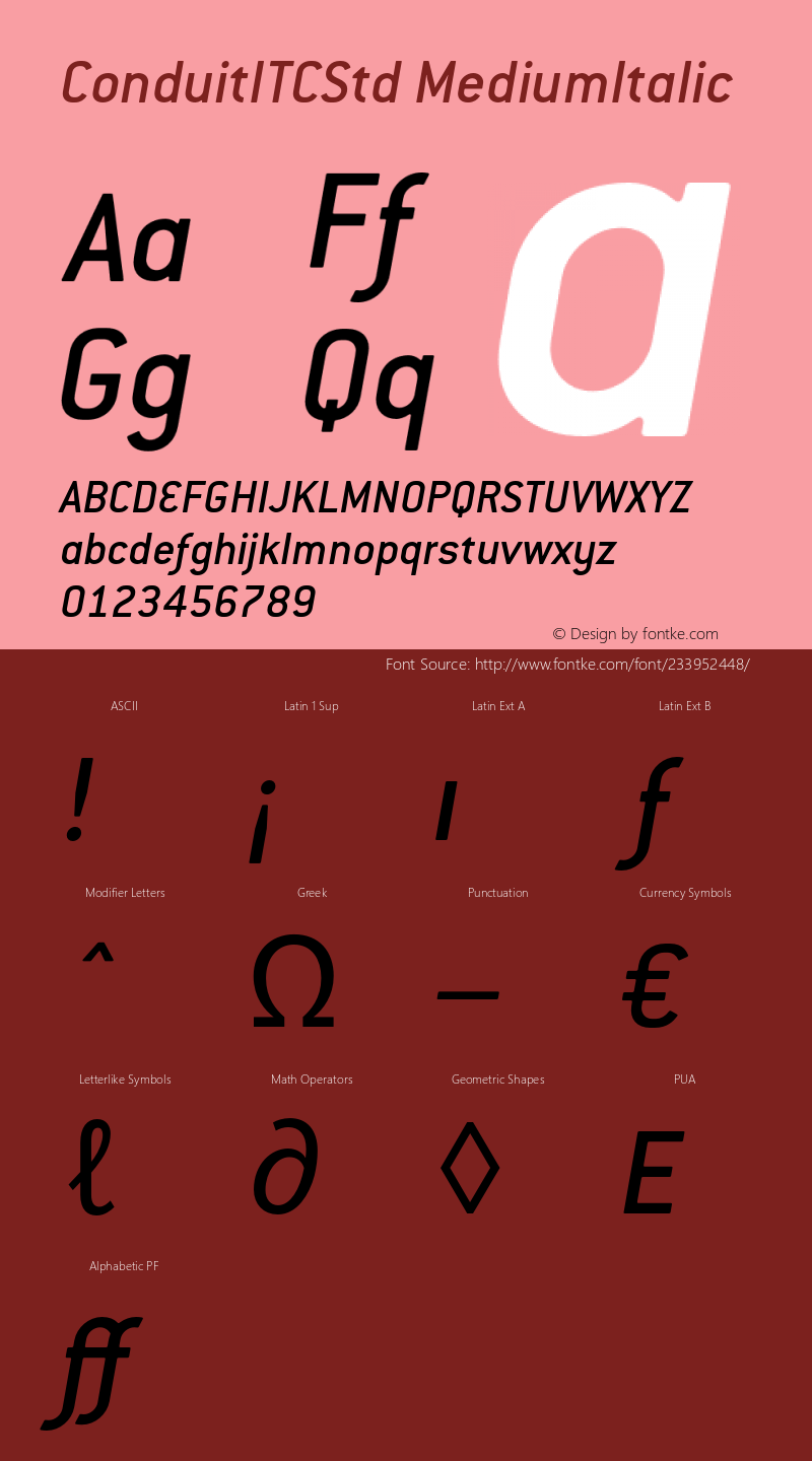 ConduitITCStd-MediumItalic Version 1.10图片样张