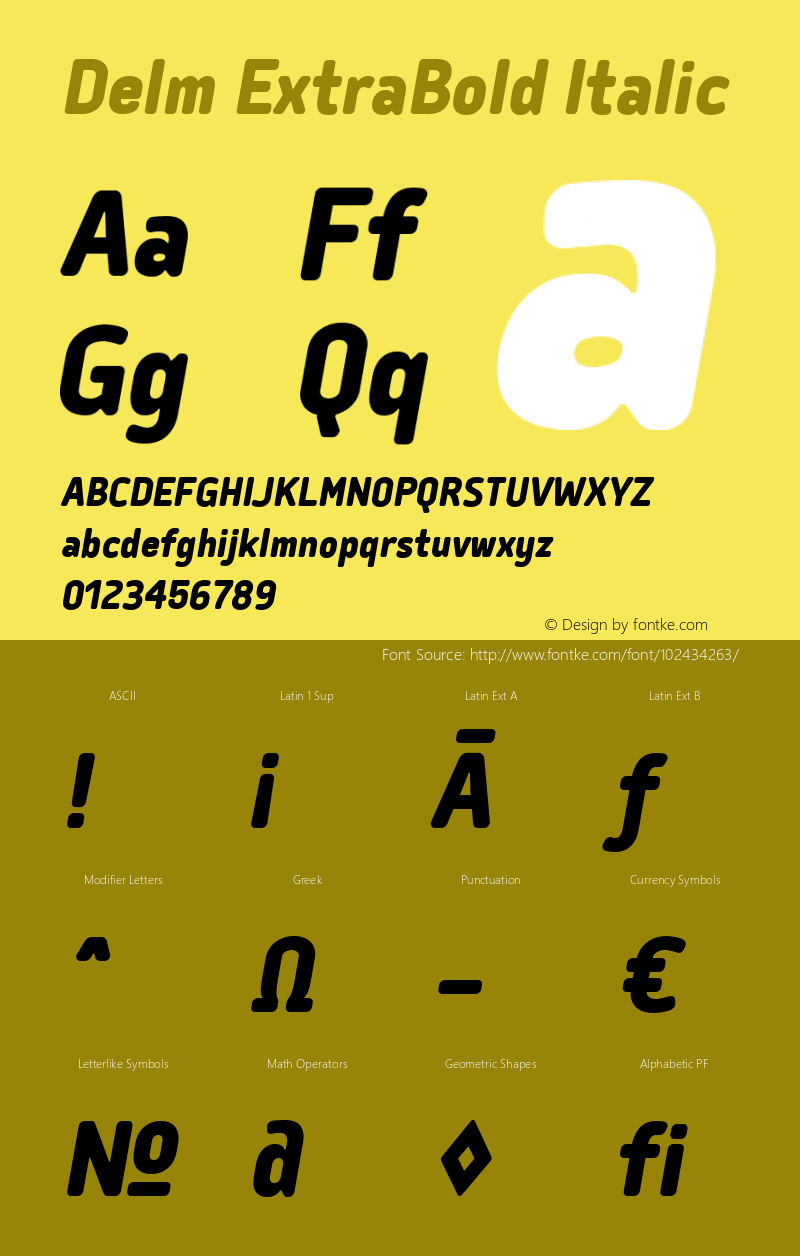 Delm ExtraBold Italic 1.000 Font Sample