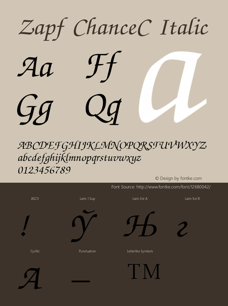 Zapf ChanceC Italic 001.000 Font Sample