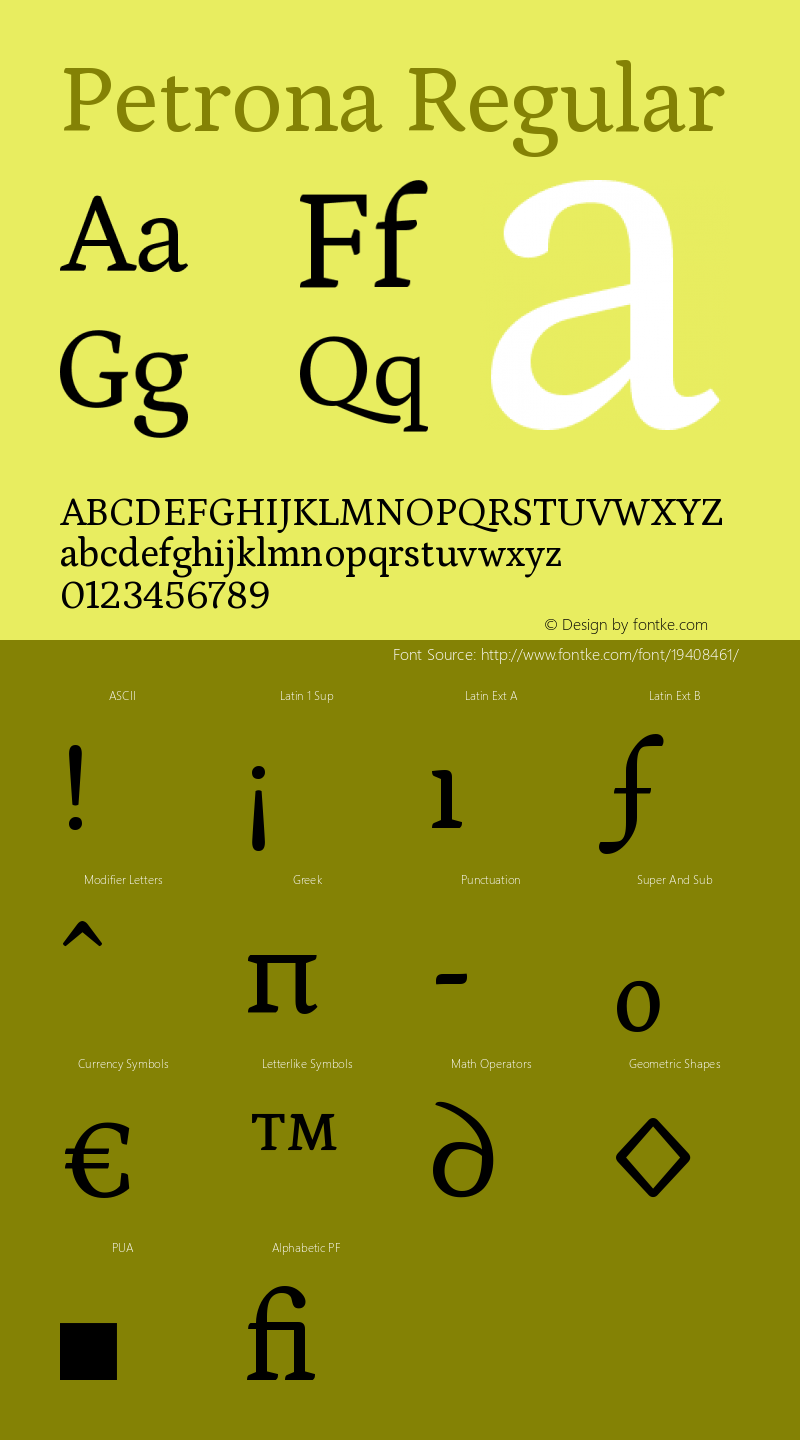 Petrona Regular Version 1.001 Font Sample