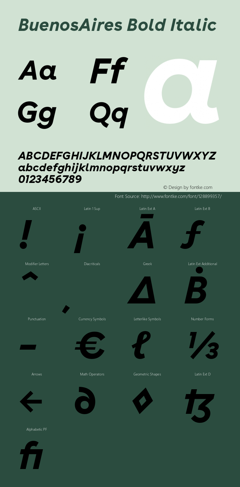 BuenosAiresWeb-BoldItalic Version 17.000 Font Sample