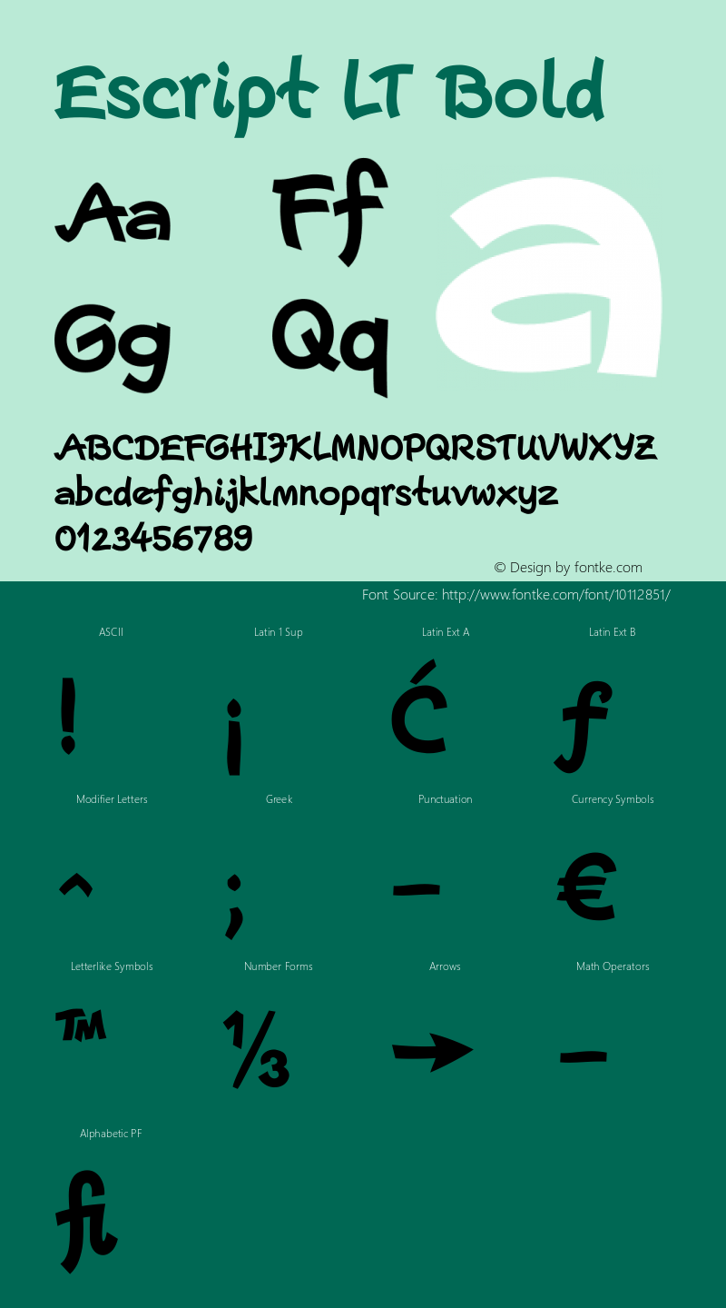 Escript LT Bold Version 1.0 Font Sample