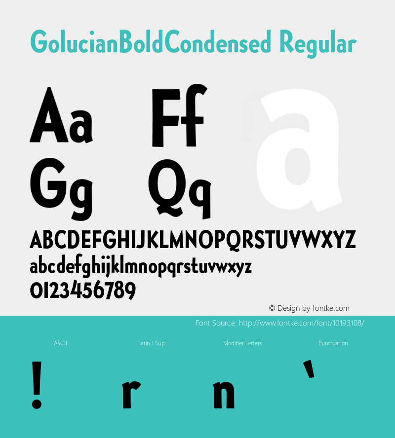 GolucianBoldCondensed Regular 001.001 Font Sample