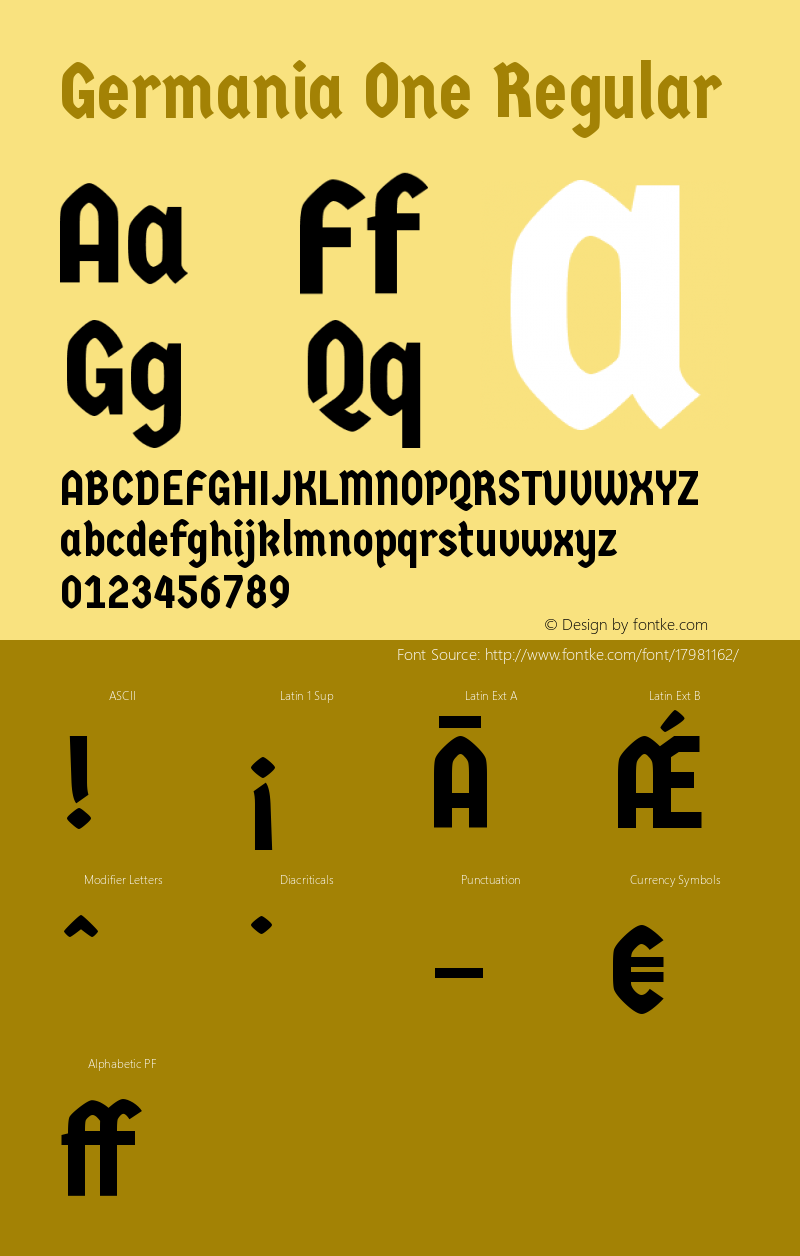 Germania One Regular Version 1.001 Font Sample