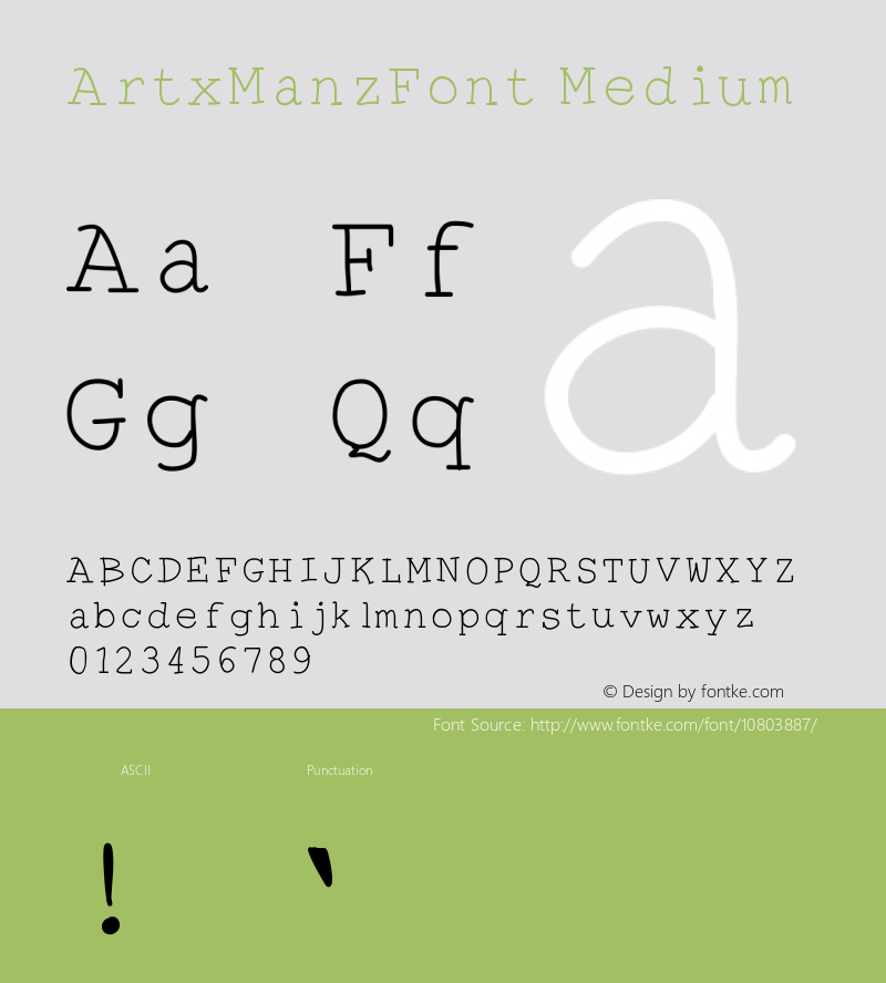 ArtxManzFont Medium Version 001.000 Font Sample