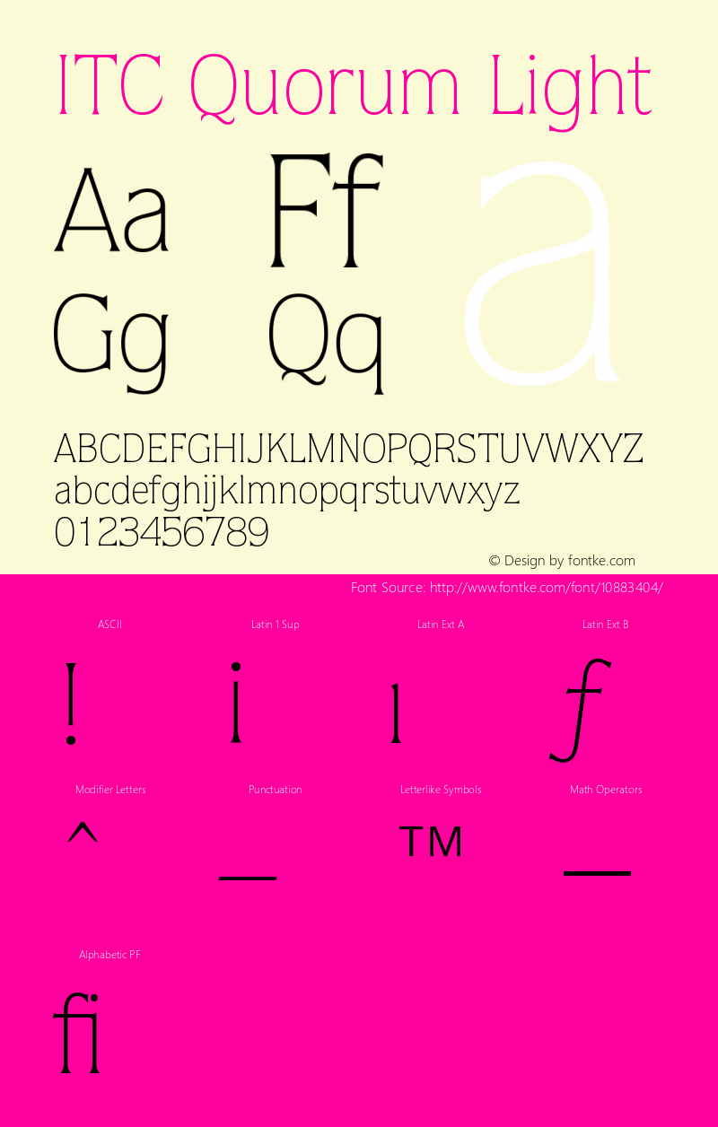 ITC Quorum Light Version 003.001 Font Sample