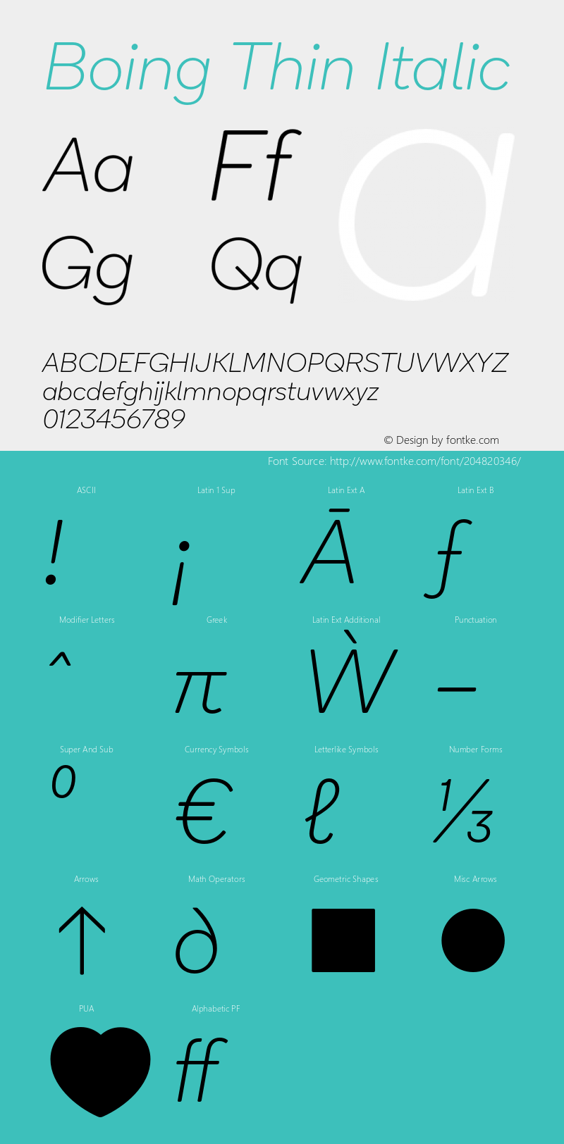 Boing Thin Italic Version 3.000图片样张