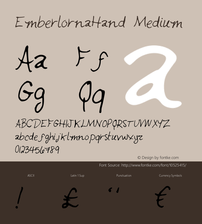 EmberlornaHand Medium Version 001.000 Font Sample