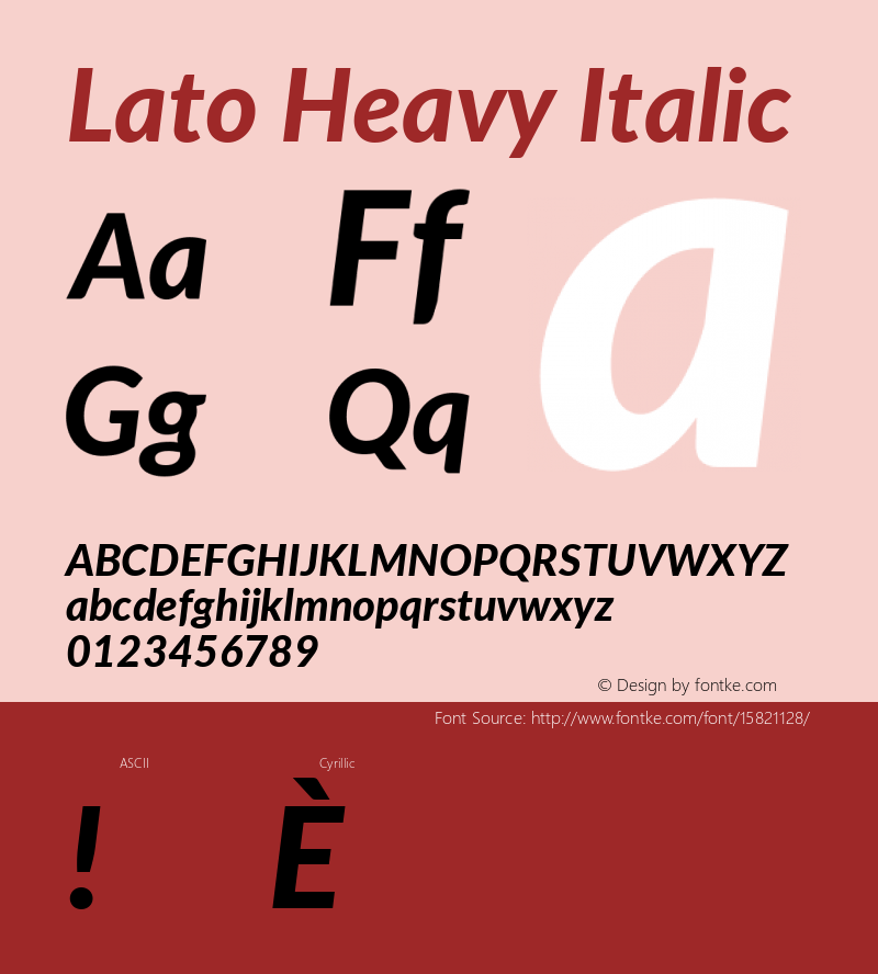 Lato Heavy Italic Version 2.010; 2014-09-01; http://www.latofonts.com/; ttfautohint (v1.4.1) Font Sample