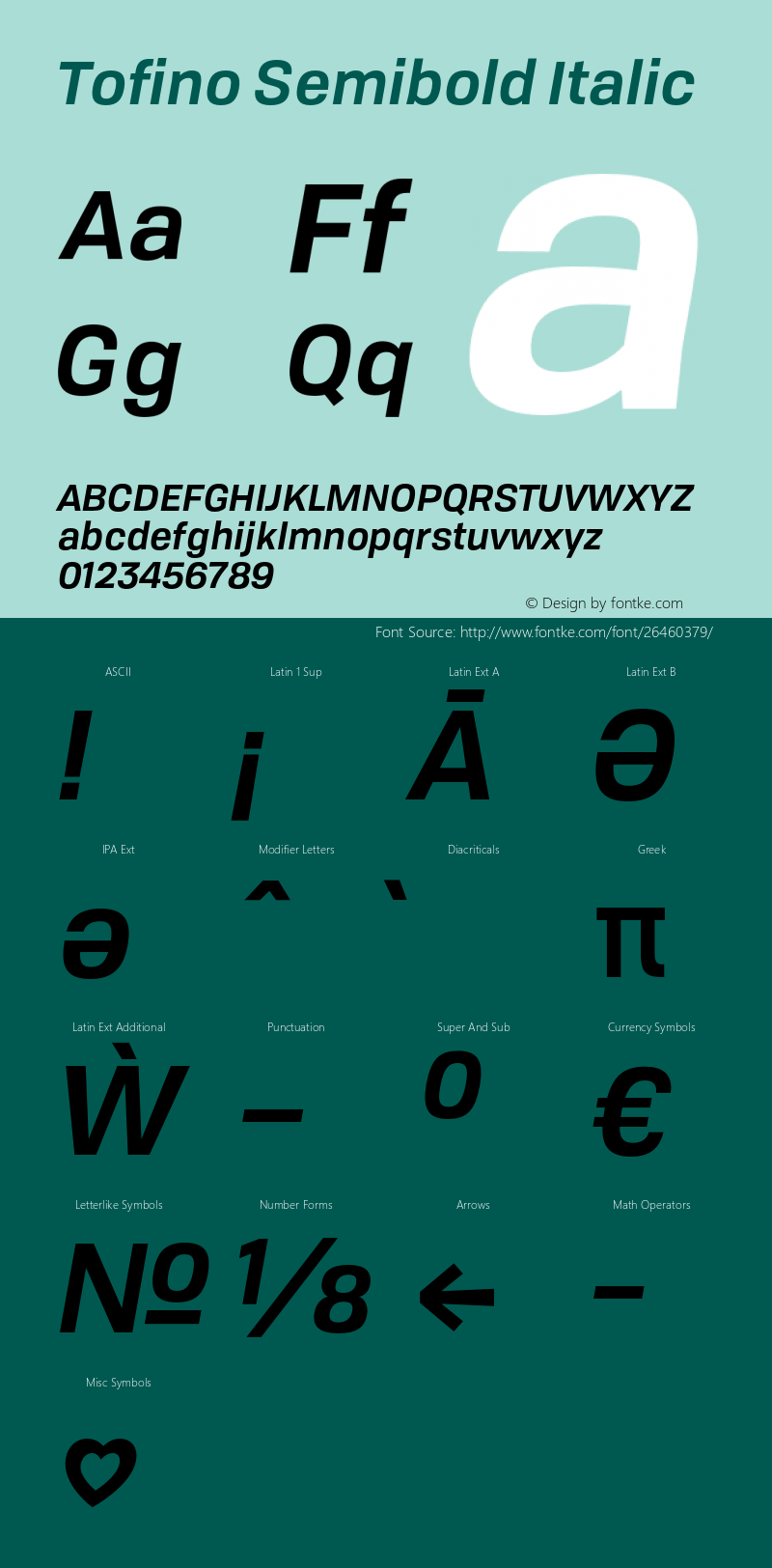 Tofino Semibold Italic Version 3.000;PS 003.000;hotconv 1.0.88;makeotf.lib2.5.64775 Font Sample