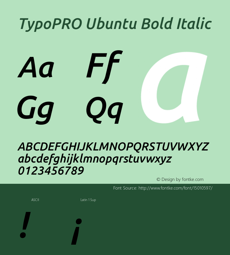 TypoPRO Ubuntu Bold Italic Version 0.80 Font Sample