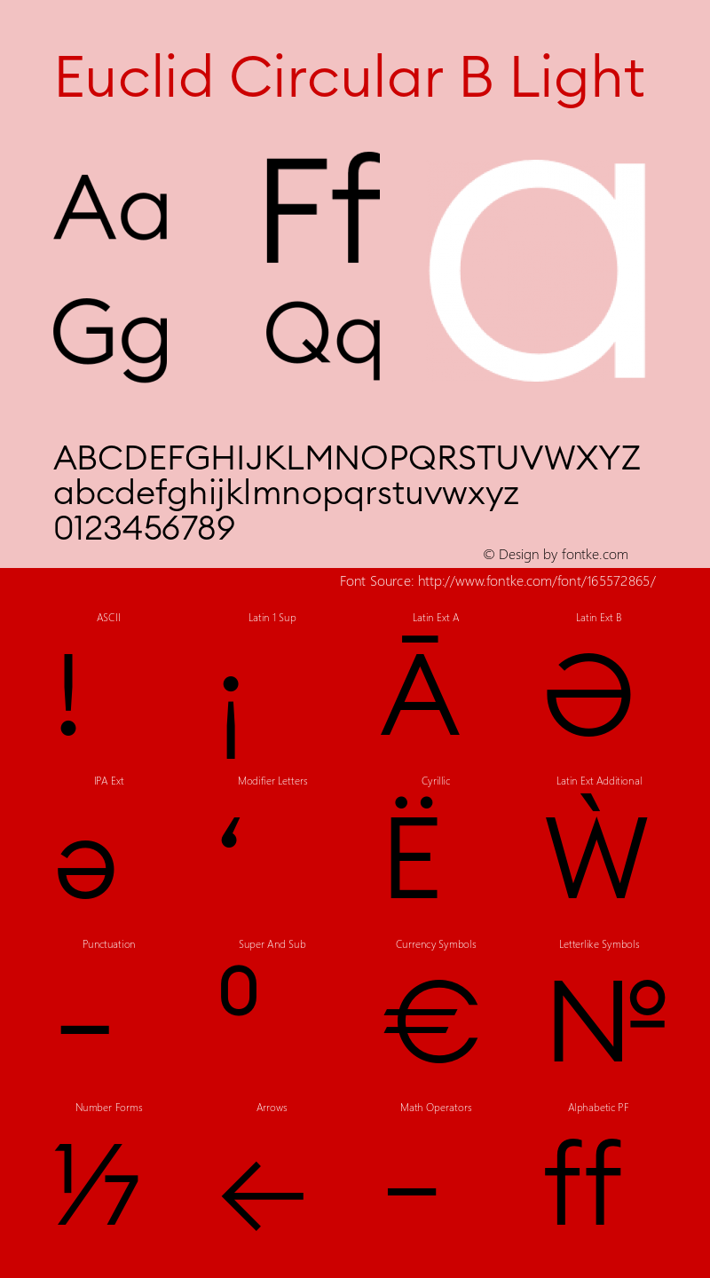 Euclid Circular B Light Version 3.001 Font Sample