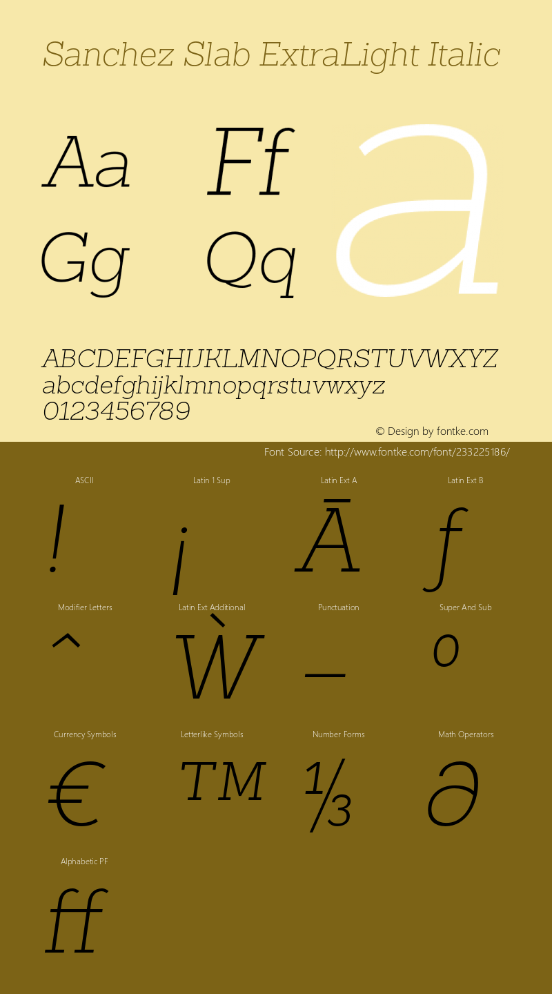 SanchezSlab-ExtraLighItalic Version 001.000图片样张