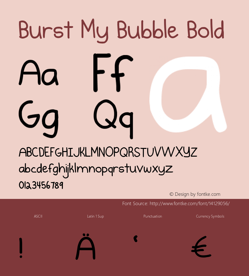 Burst My Bubble Bold Version 1.000 2013 initial r Font Sample