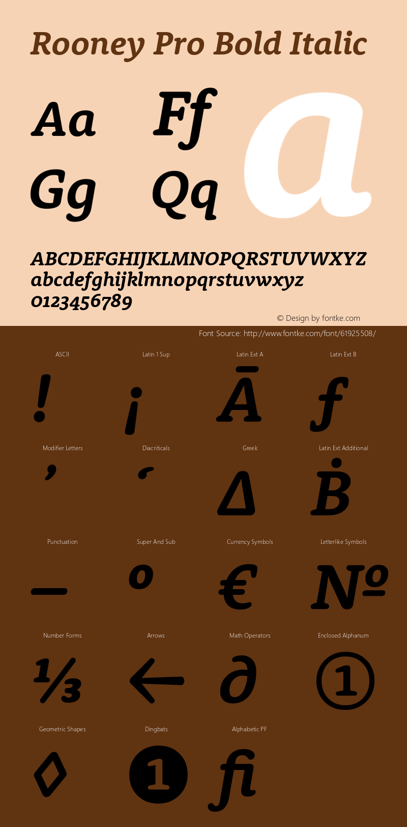 RooneyPro-BoldItalic Version 1.1 | wf-rip DC20130325 Font Sample