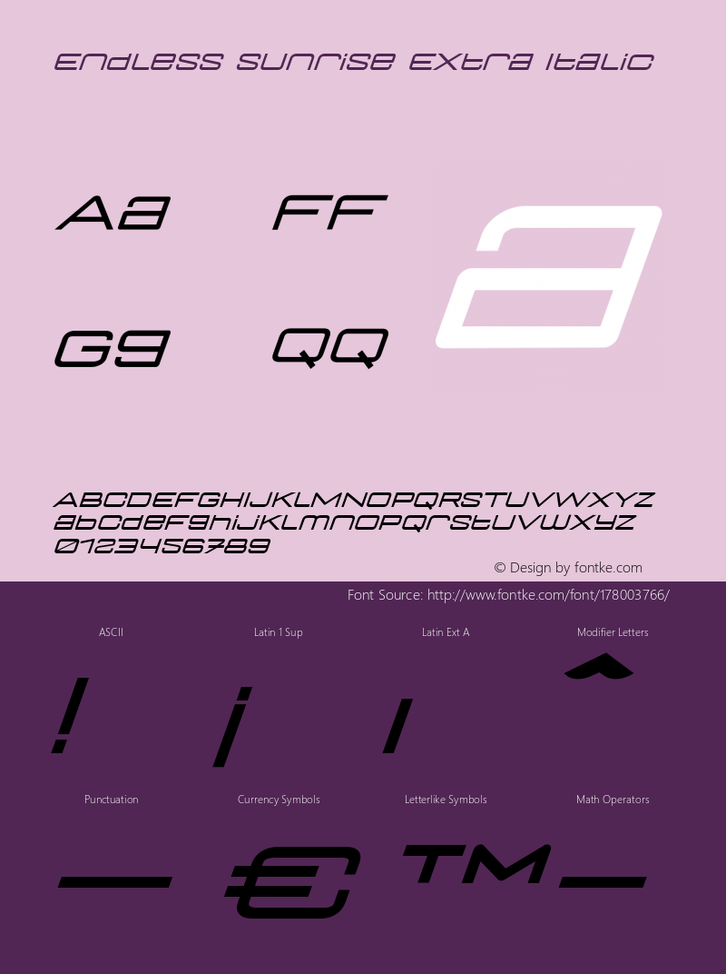 Endless Sunrise Extra Italic Version 1.002;Fontself Maker 3.5.4图片样张