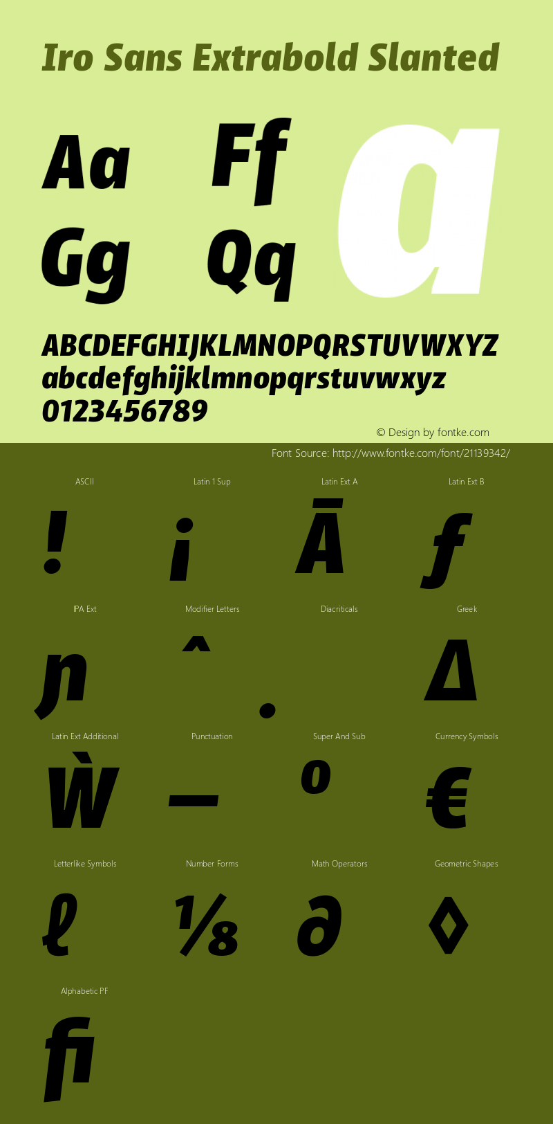 Iro Sans Extrabold Slanted Version 1.001 Font Sample