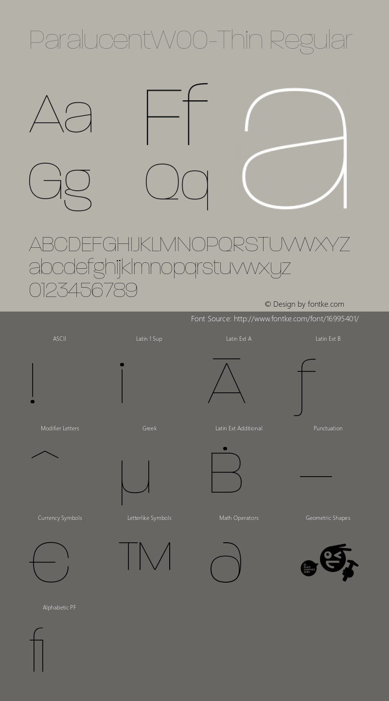 ParalucentW00-Thin Regular Version 2.00 Font Sample